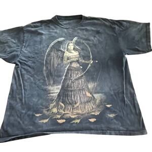 Vintage 2009 Fairy Archer Fantasy Dragon Mythical Legend Blue Gray T-Shirt-XL